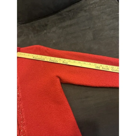 Alexandra Bartlett y2k vtg Red boiled wool cardigan sweater jacket Small Beaded - Picture 14 of 15